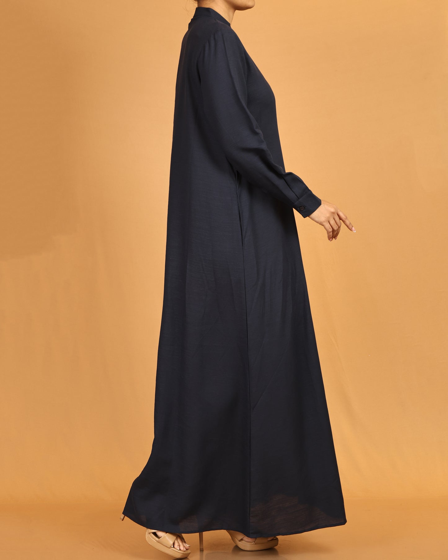 Alina Navy Button-Down Flow Dress