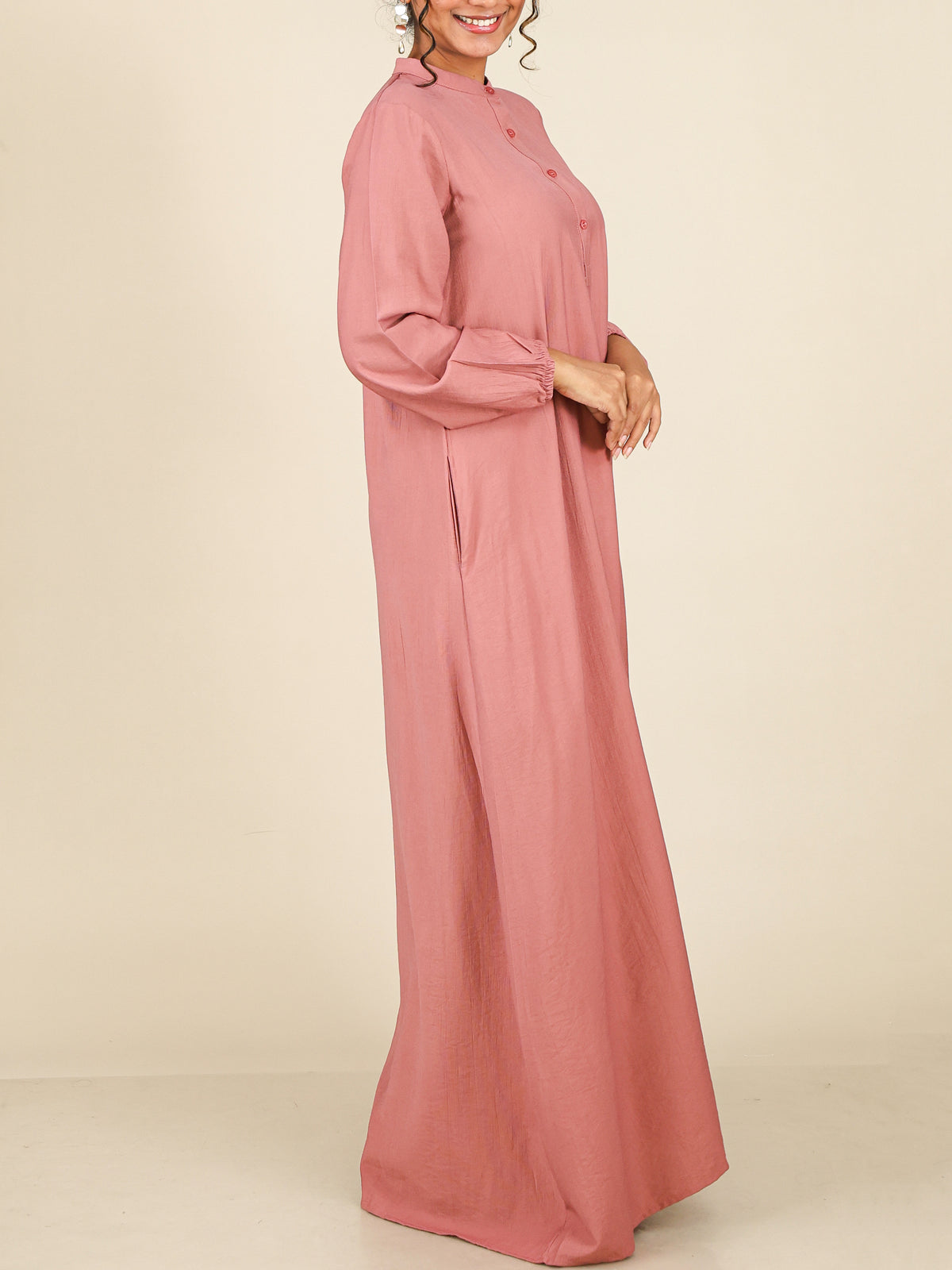 Serene Dusty Rose Mandarin Maxi