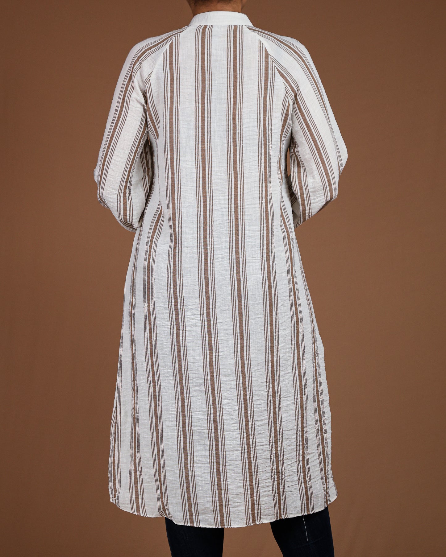 Effortless Striped Linen-Cotton Kurta Dress