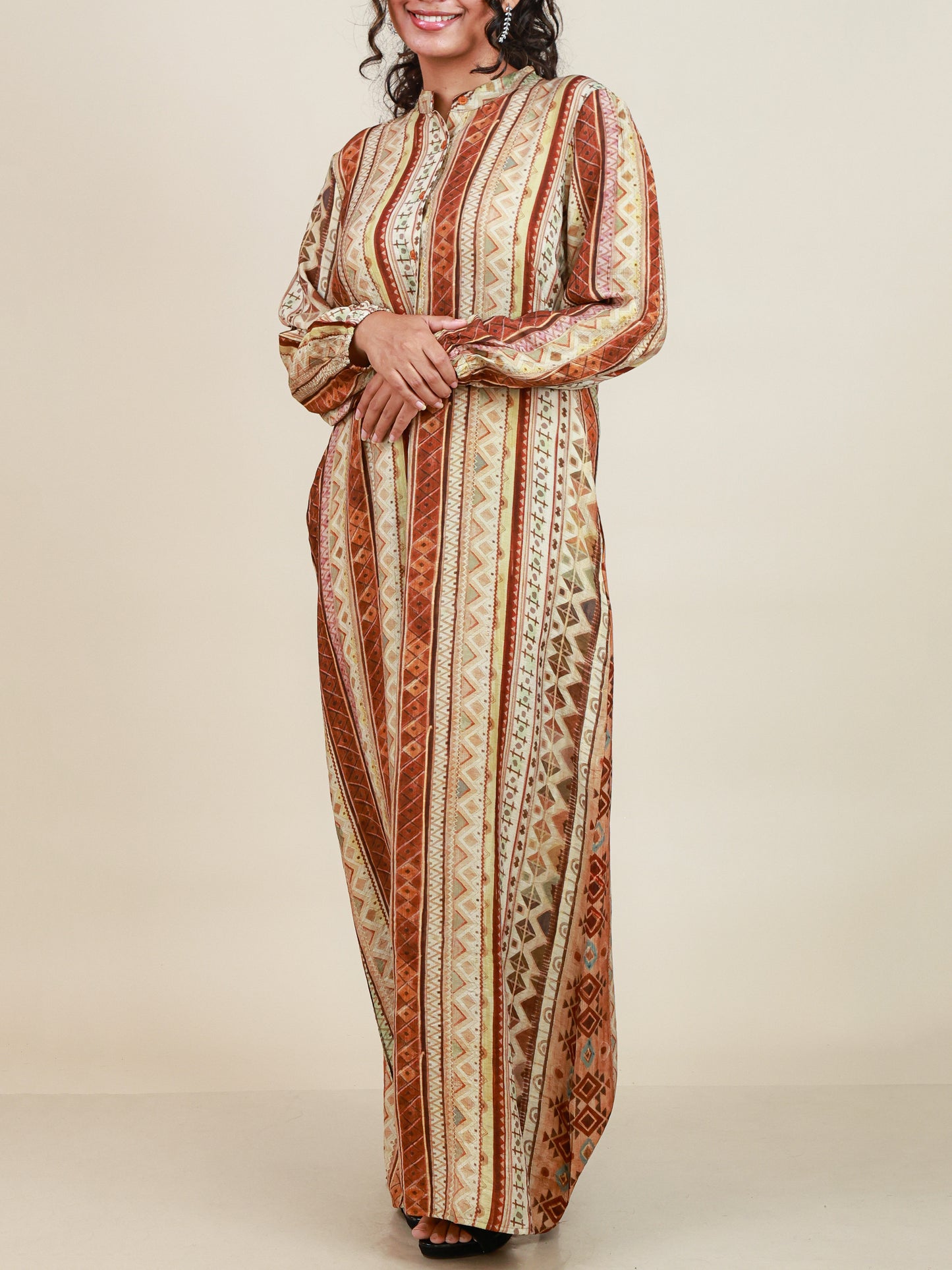 Calista Terracotta Print Maxi