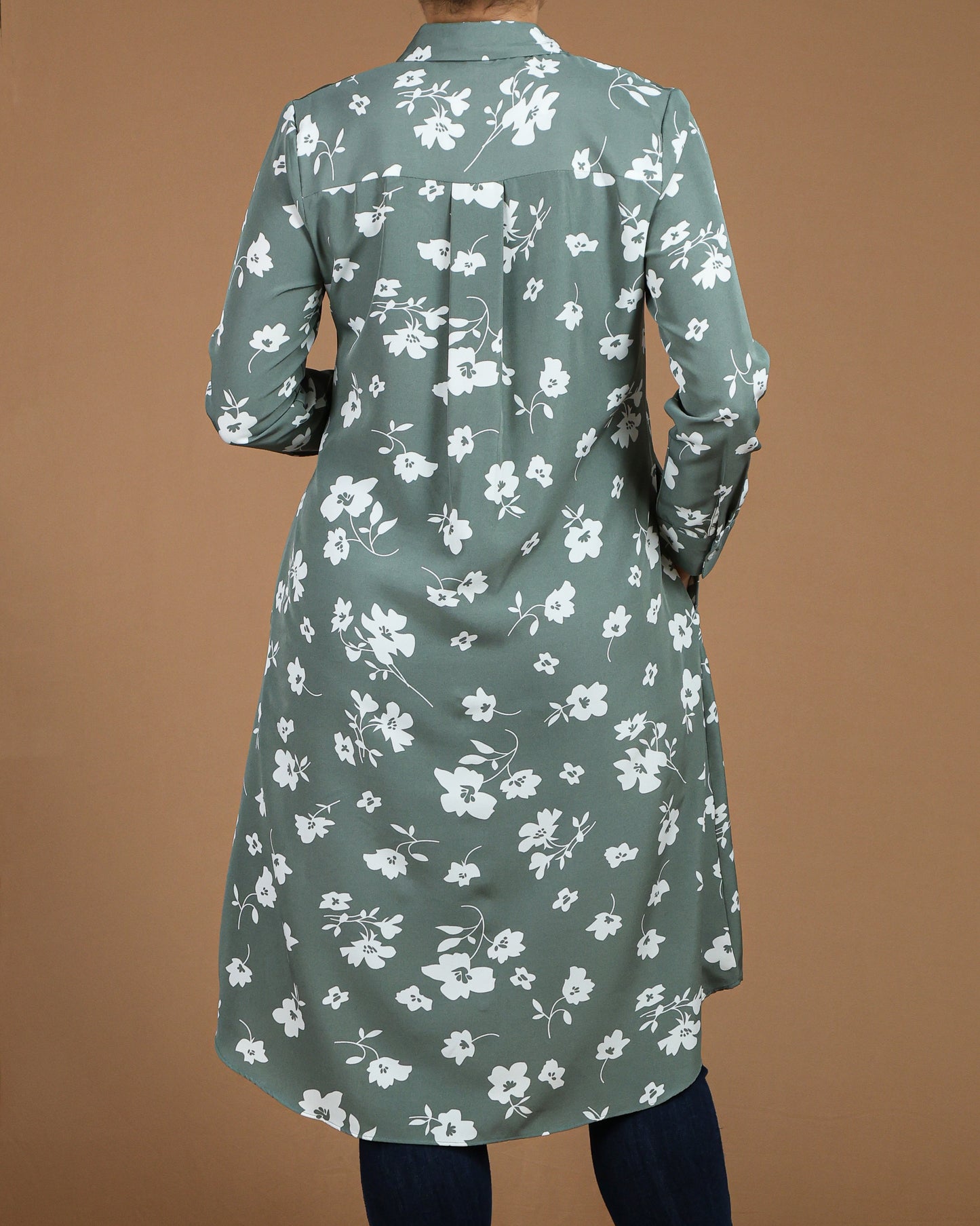 Floral Button-Down Midi Shirt Dres