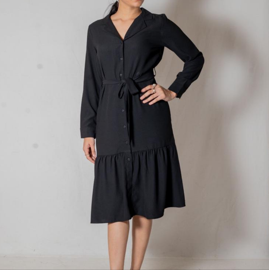 Buttoned Frock with Hip Loop – Stylish & Casual Comfort