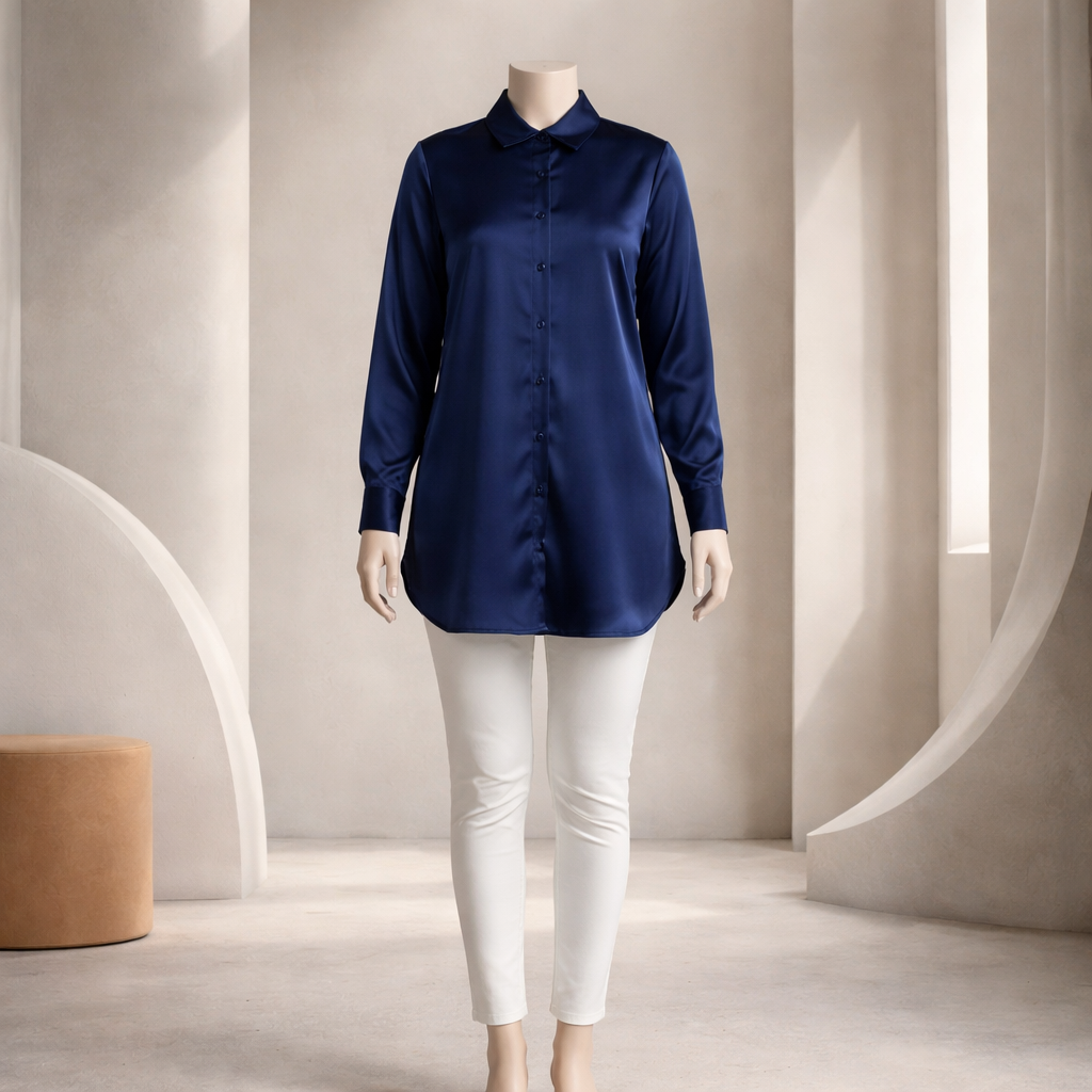 Royal Blue Minimal Shirt Top