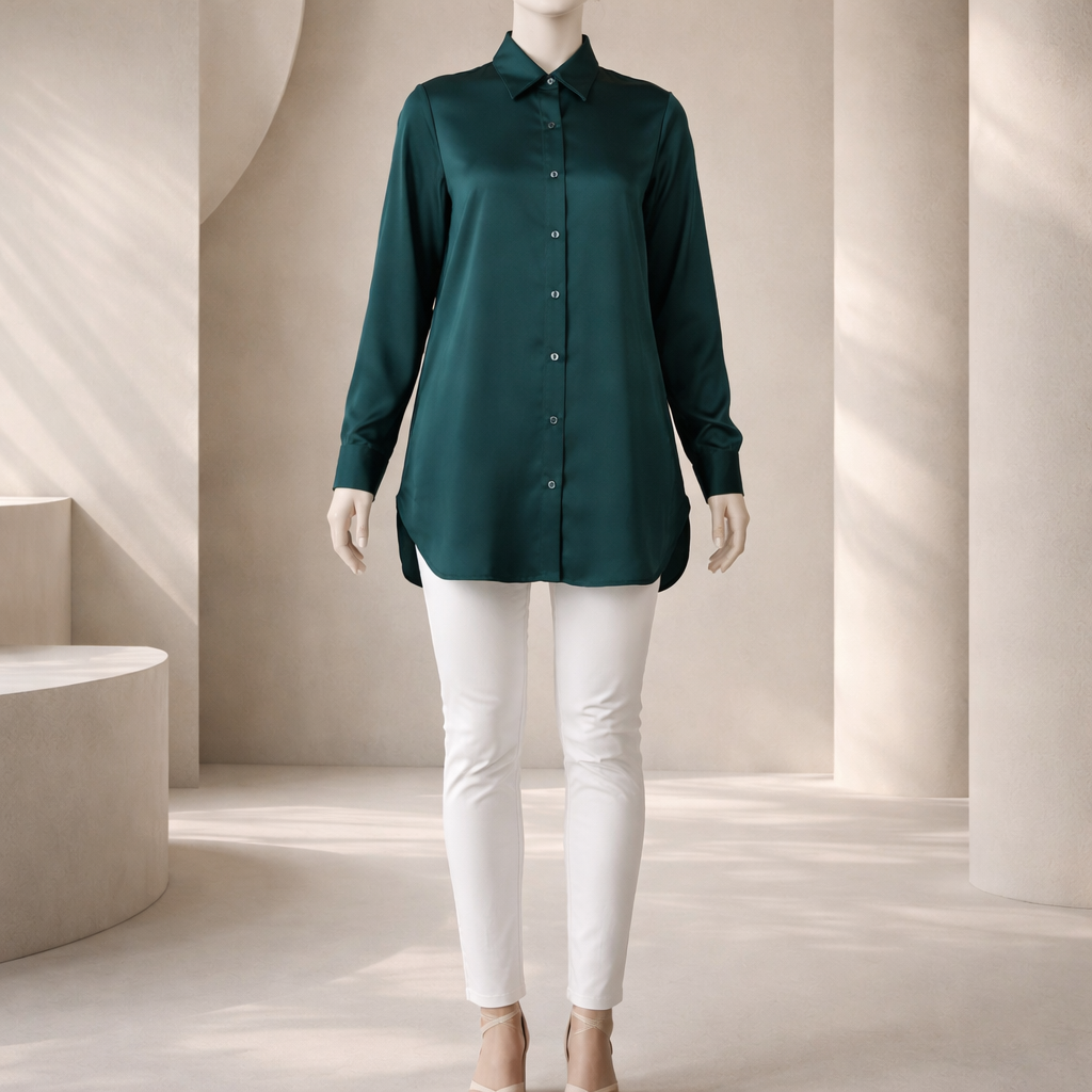 Emerald Green Minimal Shirt Top