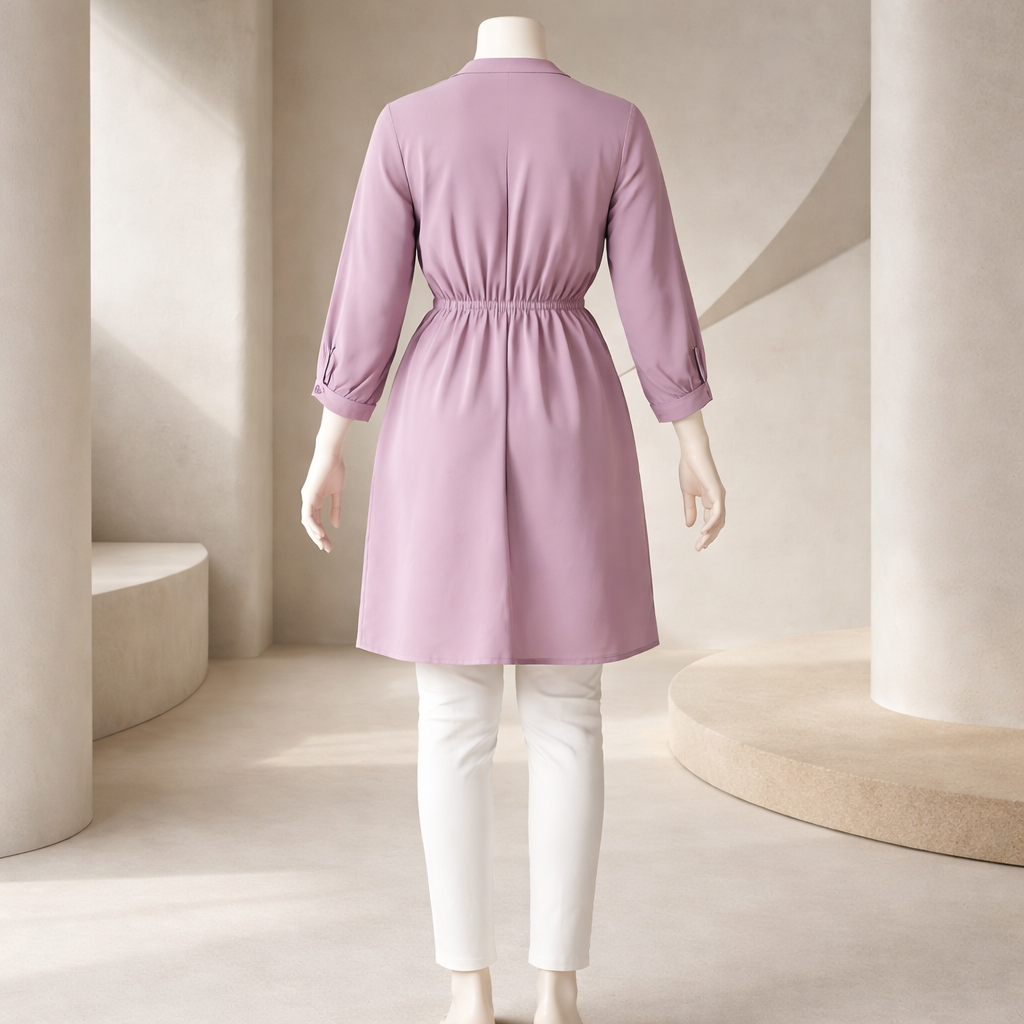 Dusty Rose Tie-Waist Shirt Dress