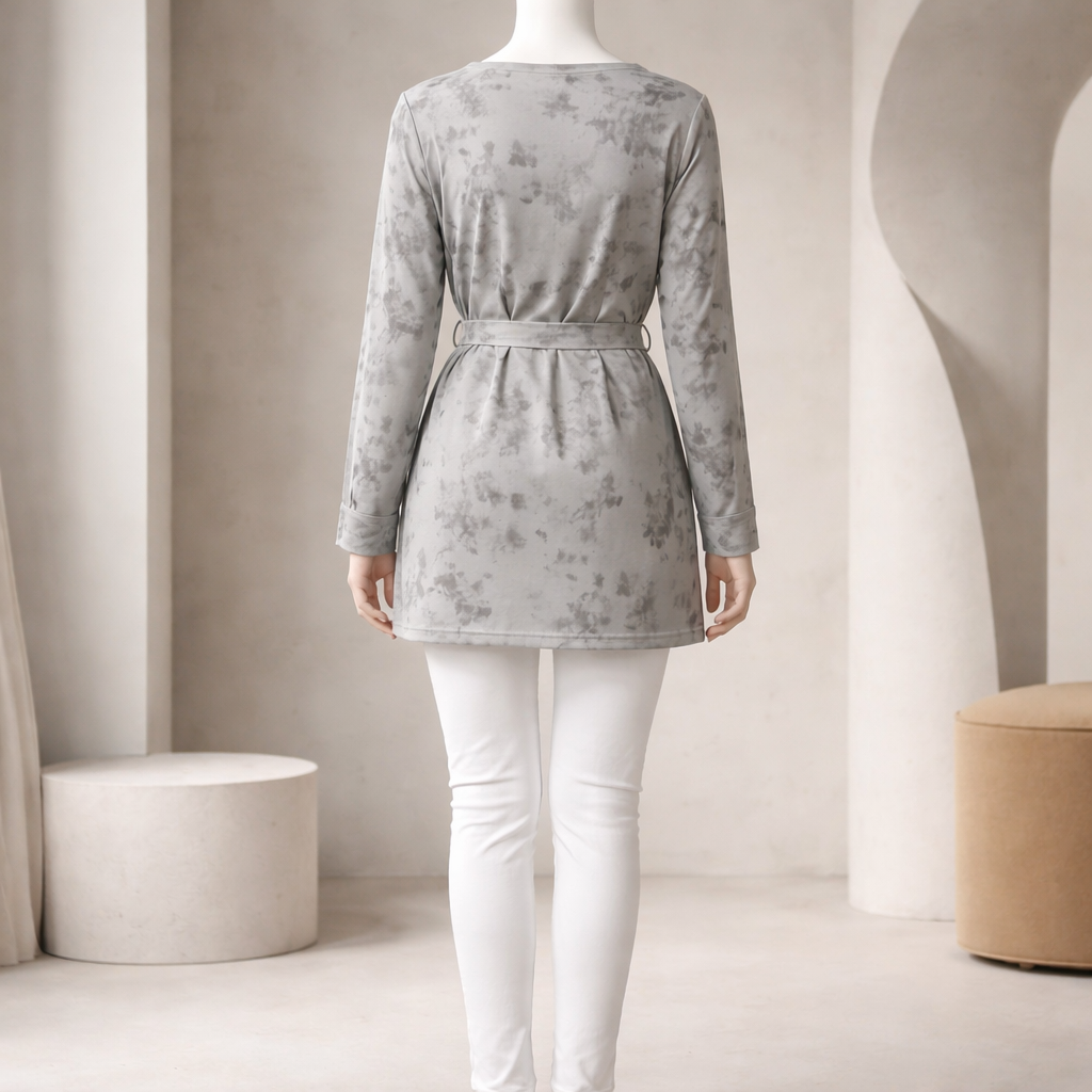 Sage Waterwash Belted Midi Top