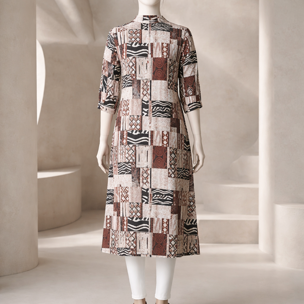 Mocha Mosaic Luxe Shirt Dress