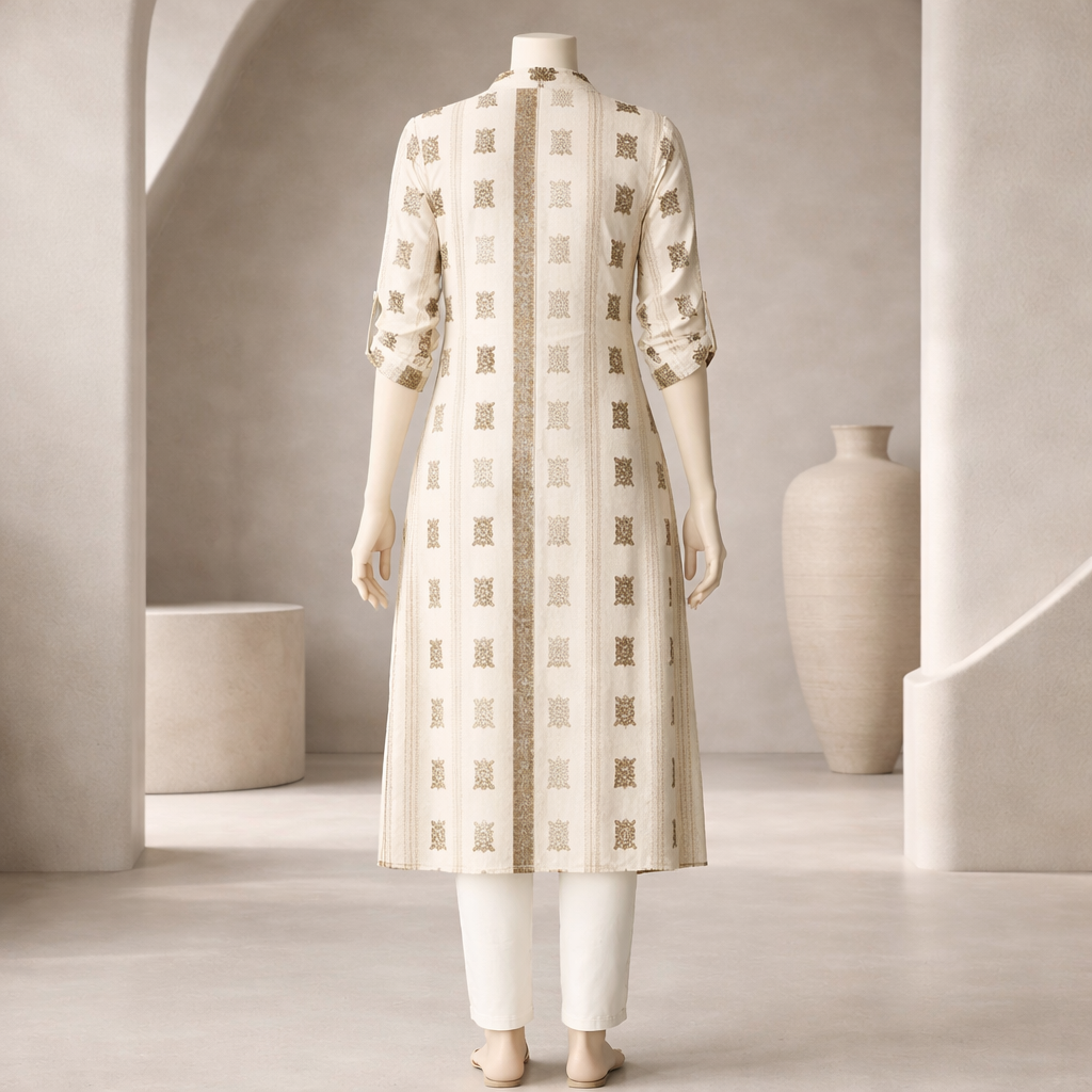 Ivory Regal Stripe Shirt Dress