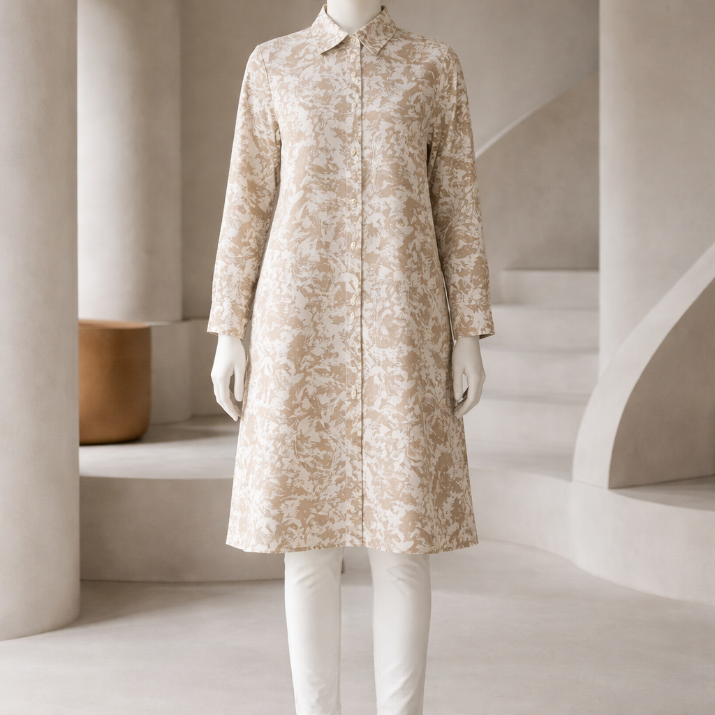 Beige Heritage Luxe Shirt Dress