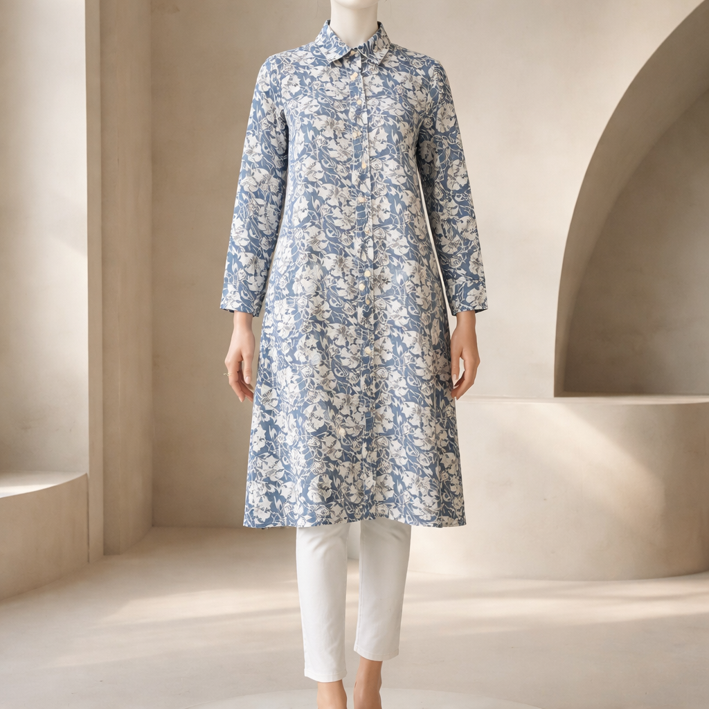 Powder Blue Heritage Luxe Shirt Dress