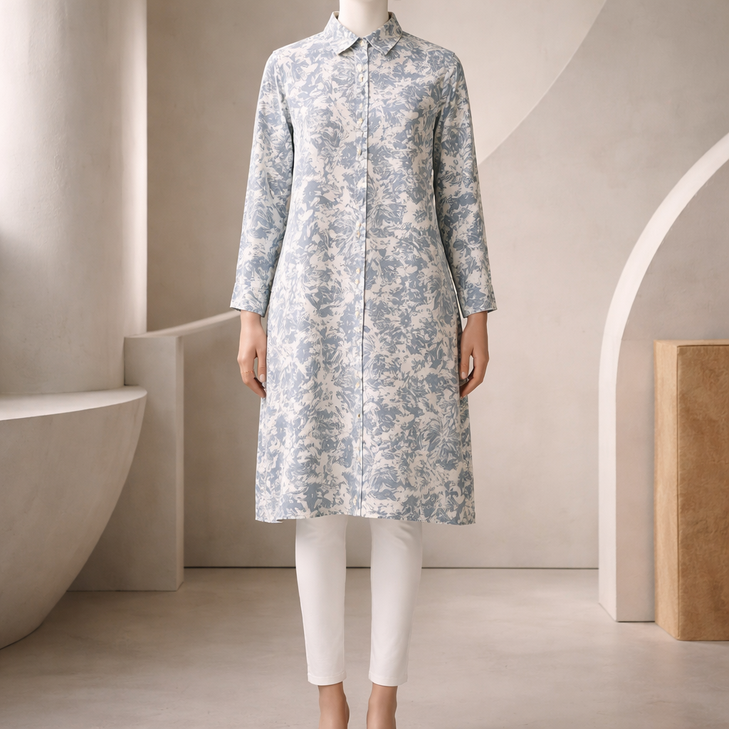 Ice Blue Heritage Luxe Shirt Dress