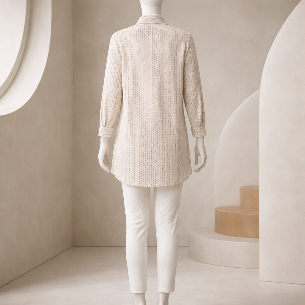 Sand Microdot Minimal Shirt Top