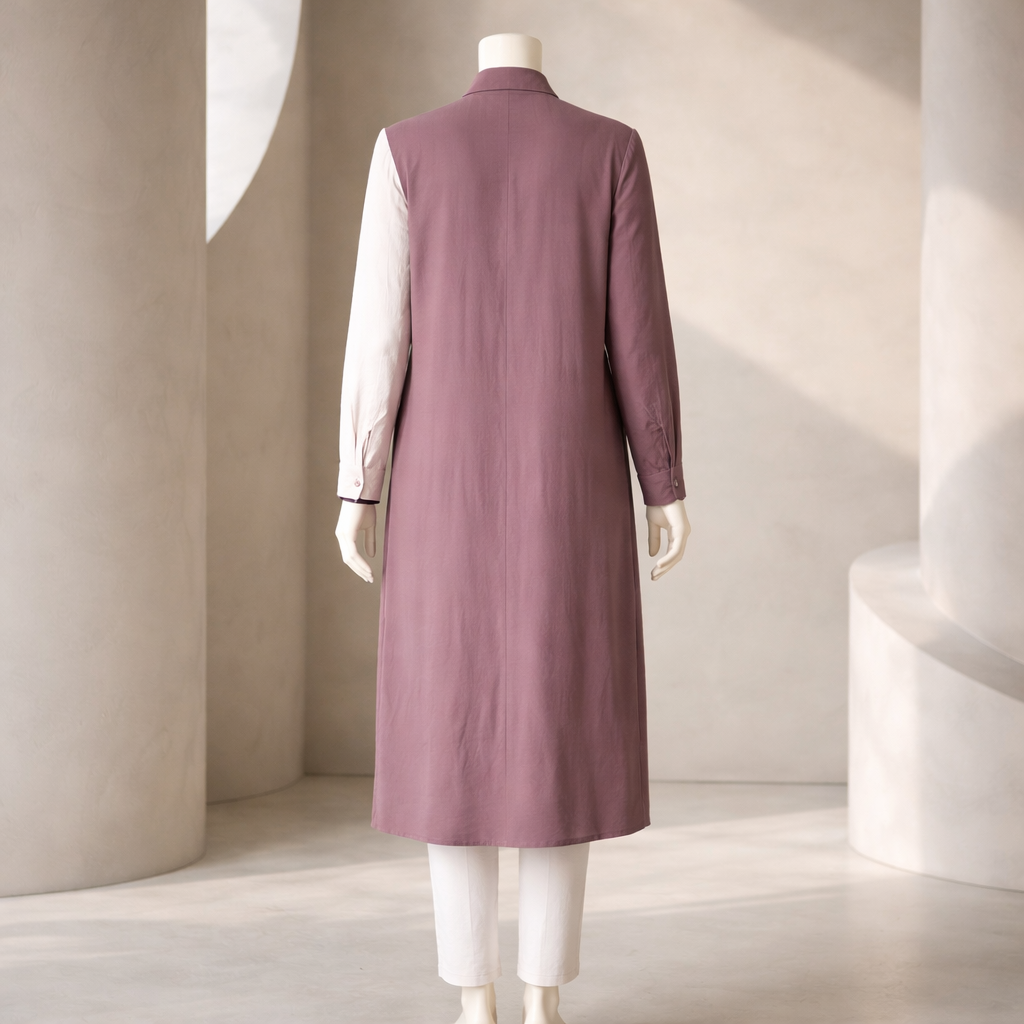 Rosewood Contrast Panel Shirt Dress