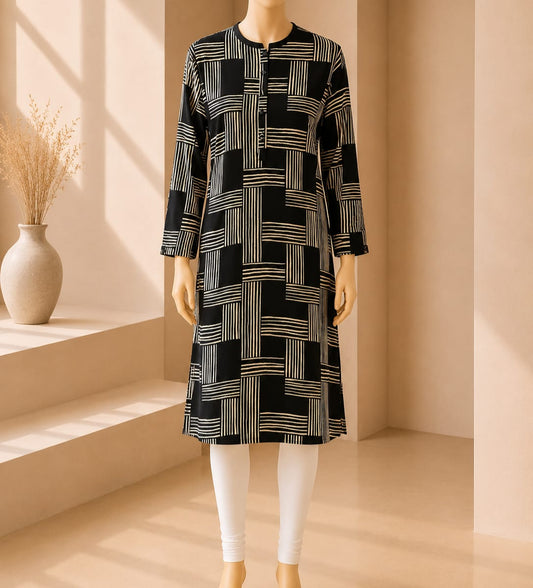 Midnight Noir Geometric Tunic Top