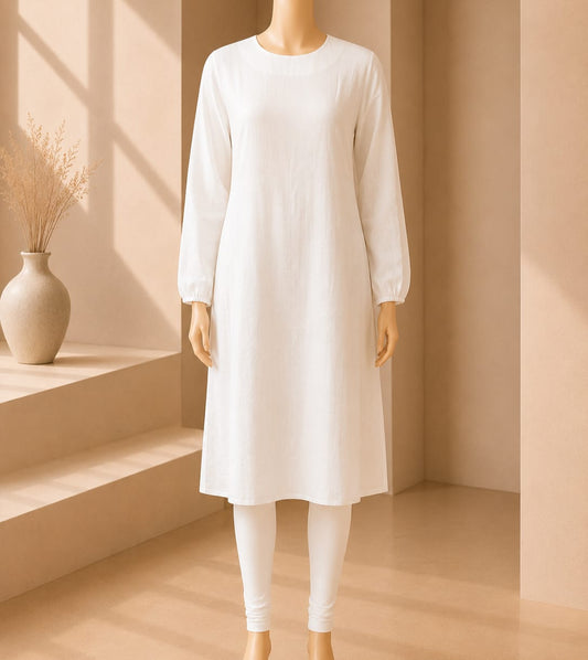 Pearl White Textured Tunic Top