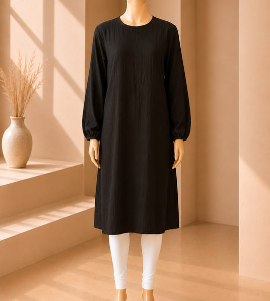 Midnight Noir Textured Tunic Top