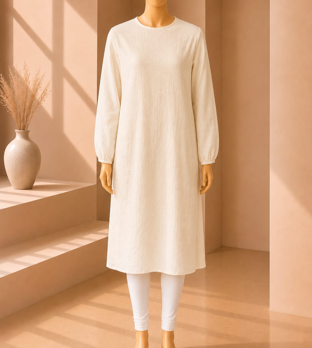 Ivory Grace Textured Tunic Top