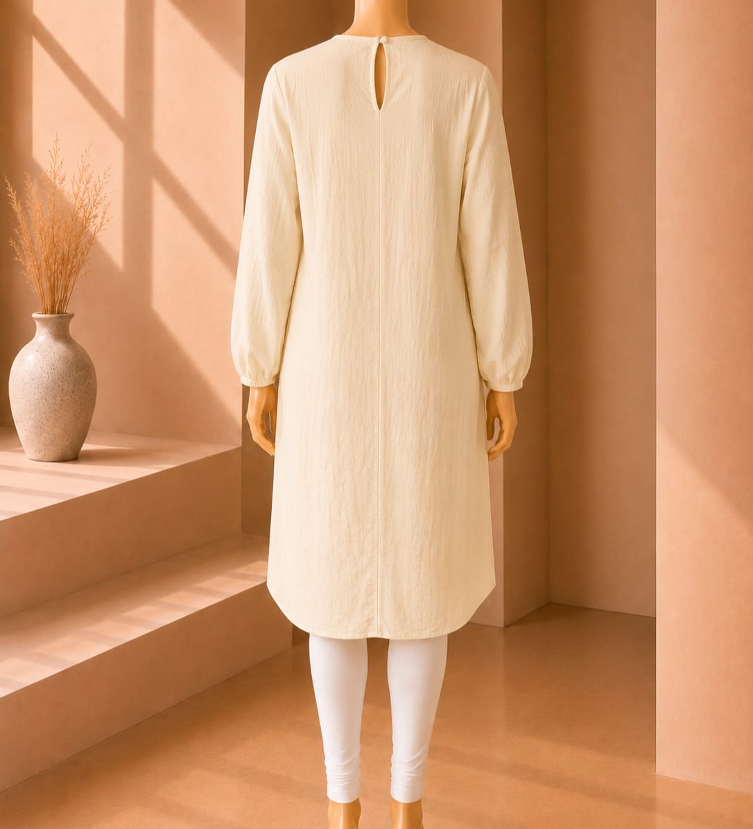 Buttercream Textured Tunic Top