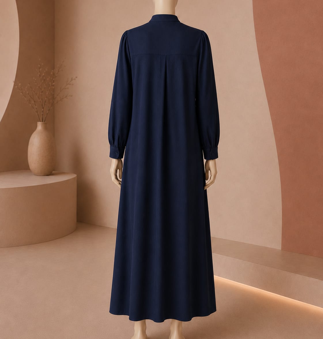 Midnight Blue Buttoned Maxi Abaya