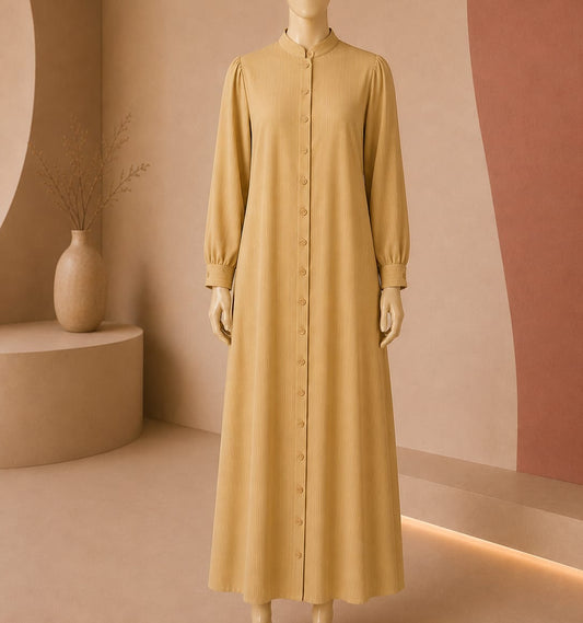 Golden Sand Buttoned Maxi Abaya