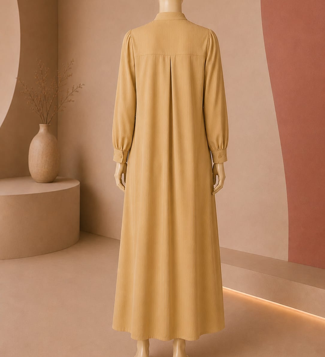 Golden Sand Buttoned Maxi Abaya