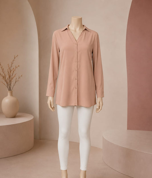 Blush Silkline Buttoned Shirt Top