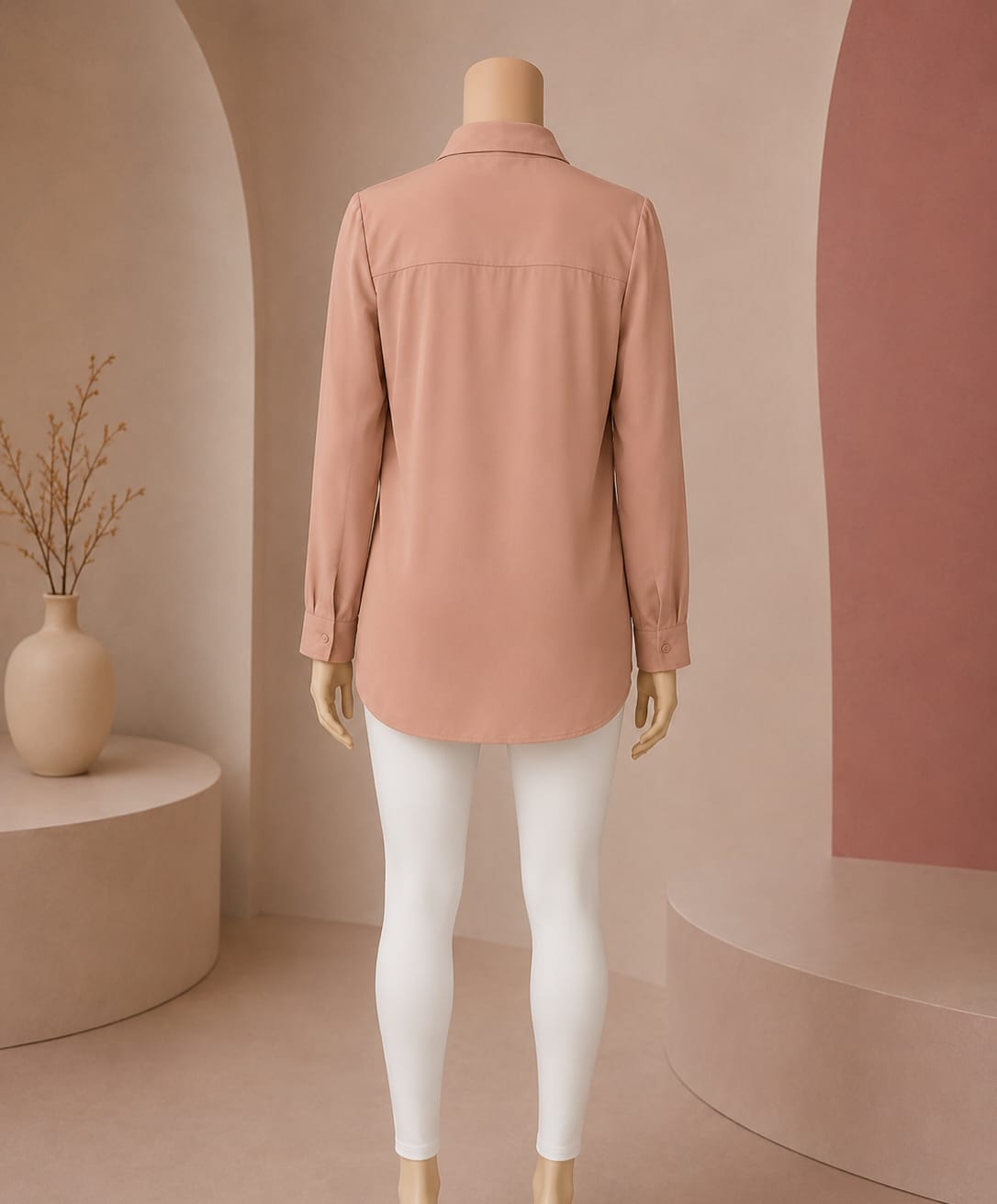 Blush Silkline Buttoned Shirt Top