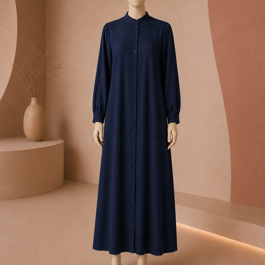 Midnight Blue Buttoned Maxi Abaya