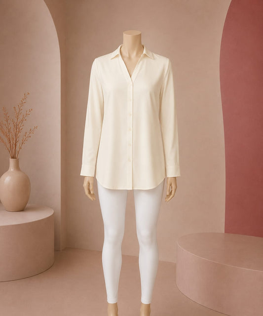 Pearl Ivory Silkline Buttoned Shirt Top