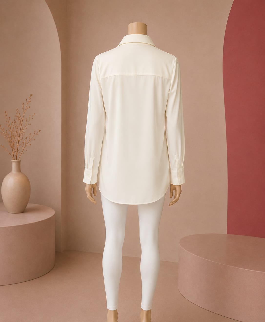 Pearl Ivory Silkline Buttoned Shirt Top