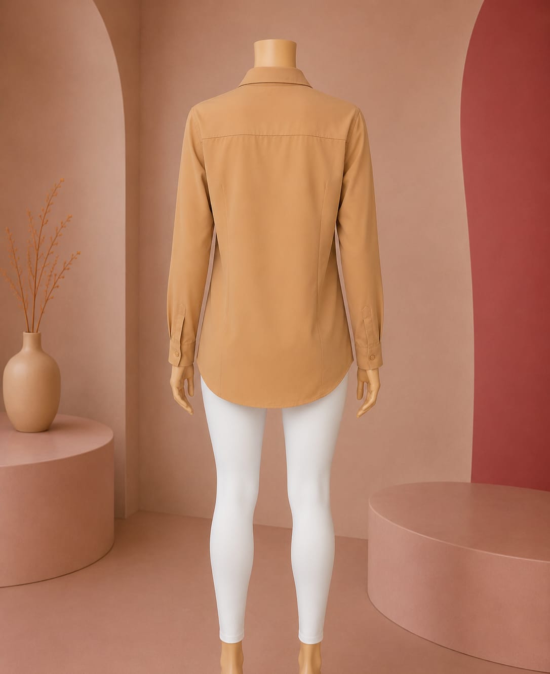 Caramel Silkline Buttoned Shirt Top