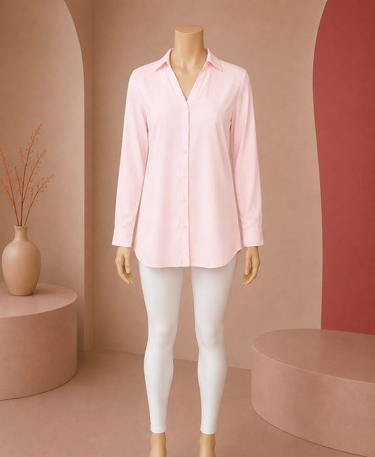 Blush Rose Silkline Buttoned Shirt Top