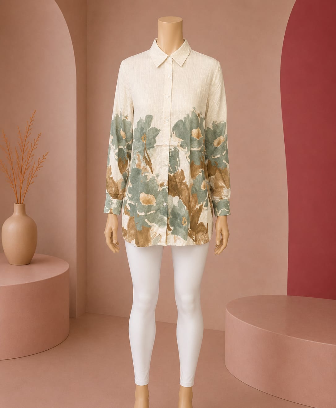 Sage Bloom Botanical Shirt Top