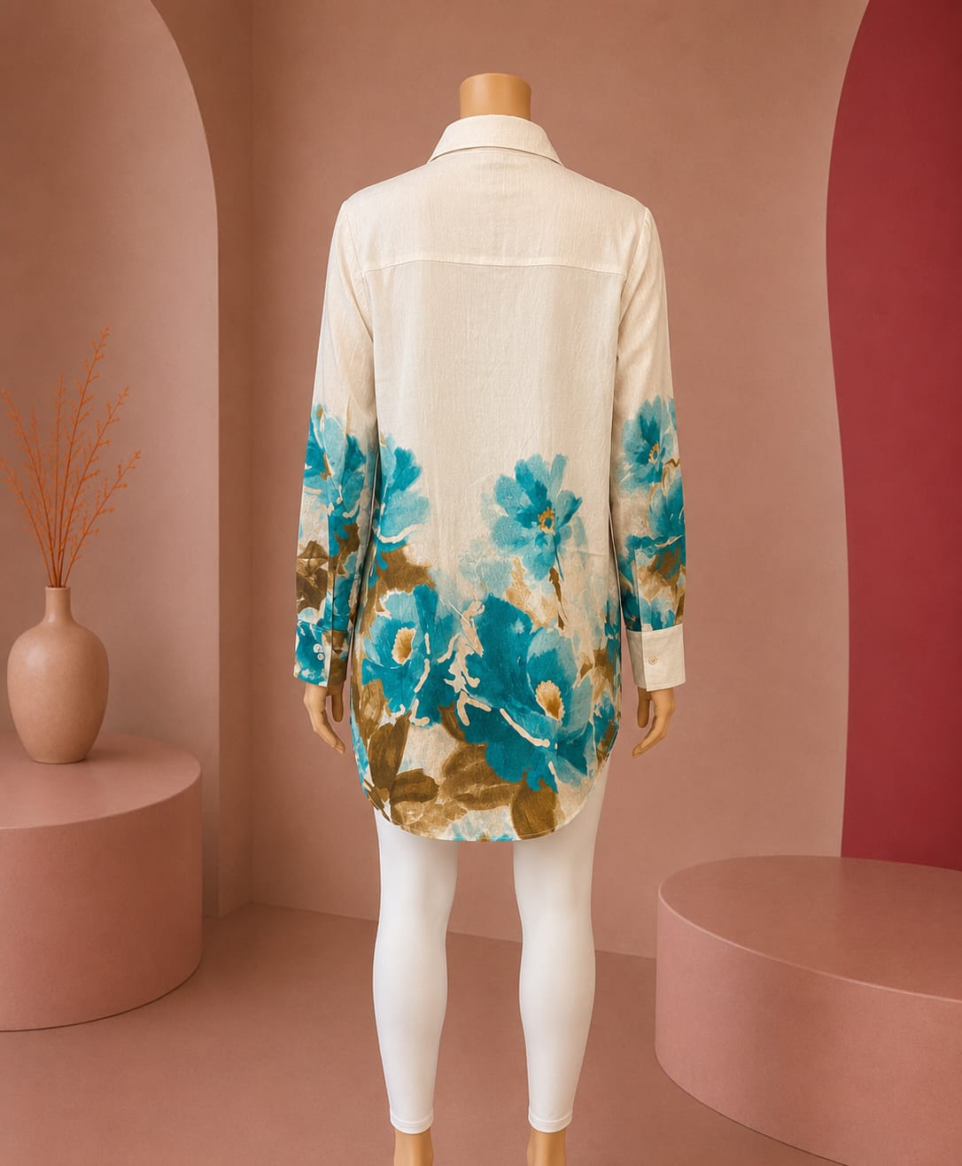 Turquoise Bloom Botanical Shirt Top