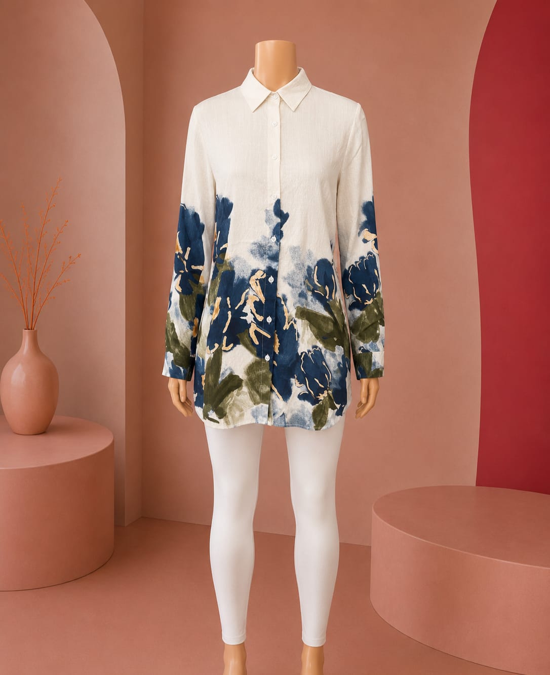 Midnight Bloom Botanical Shirt Top