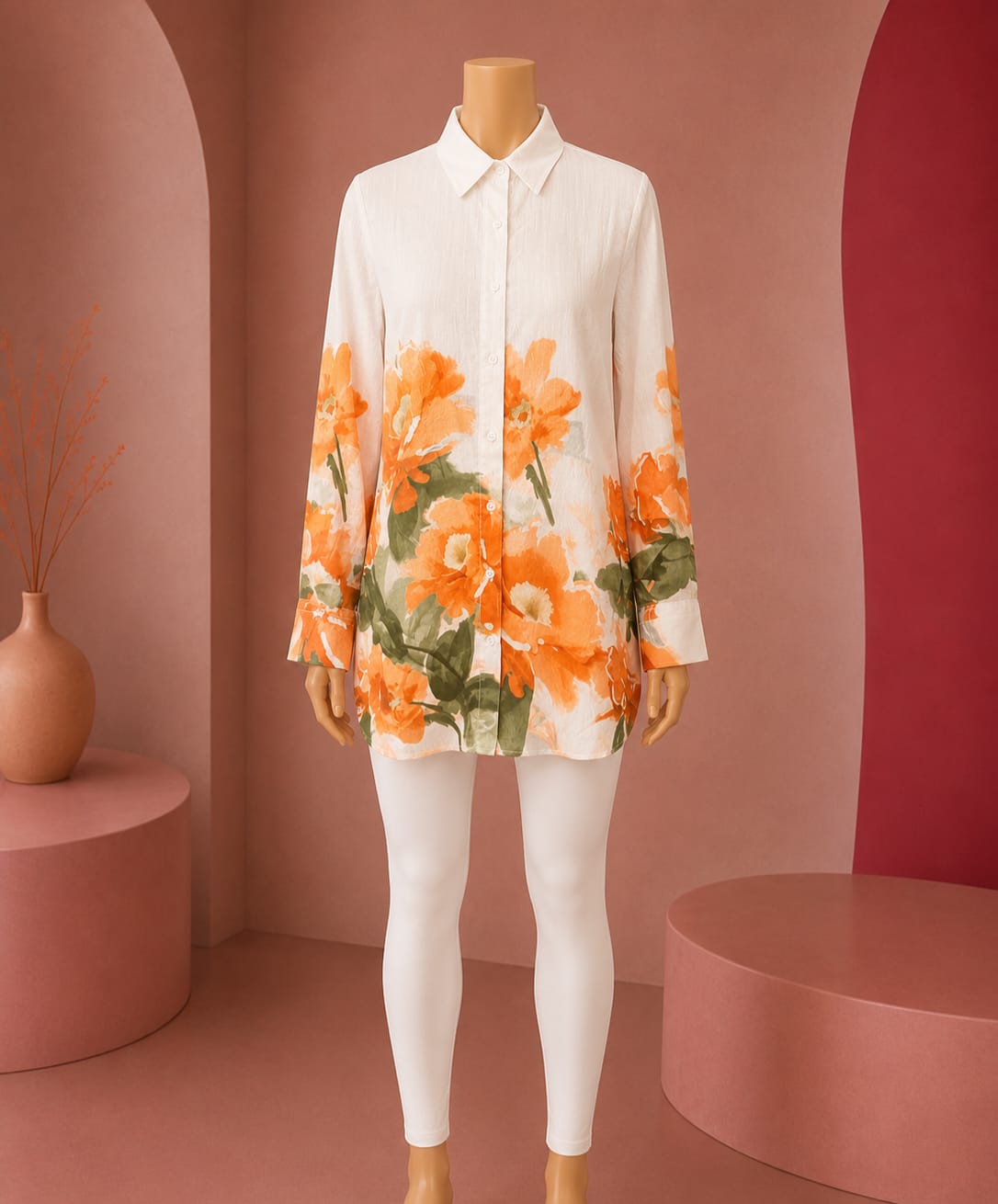 Sunset Bloom Botanical Shirt Top