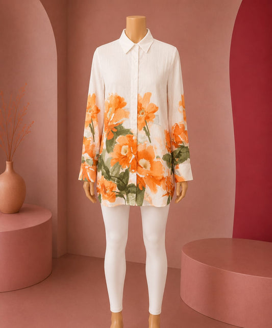 Sunset Bloom Botanical Shirt Top