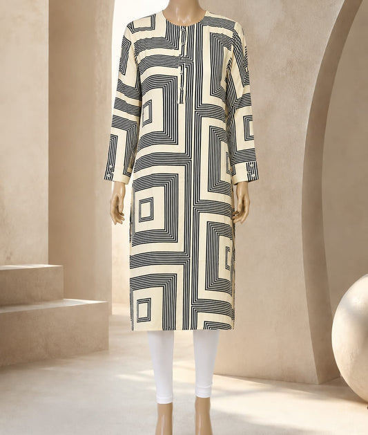Ivory Noir Maze Print Tunic Top