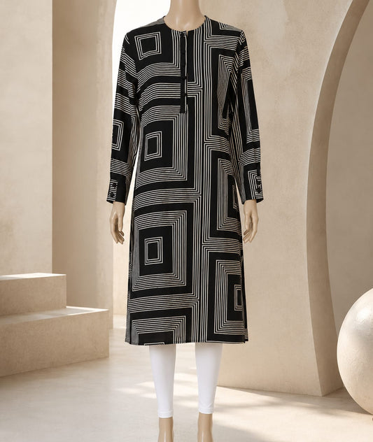 Midnight Noir Maze Print Tunic Top