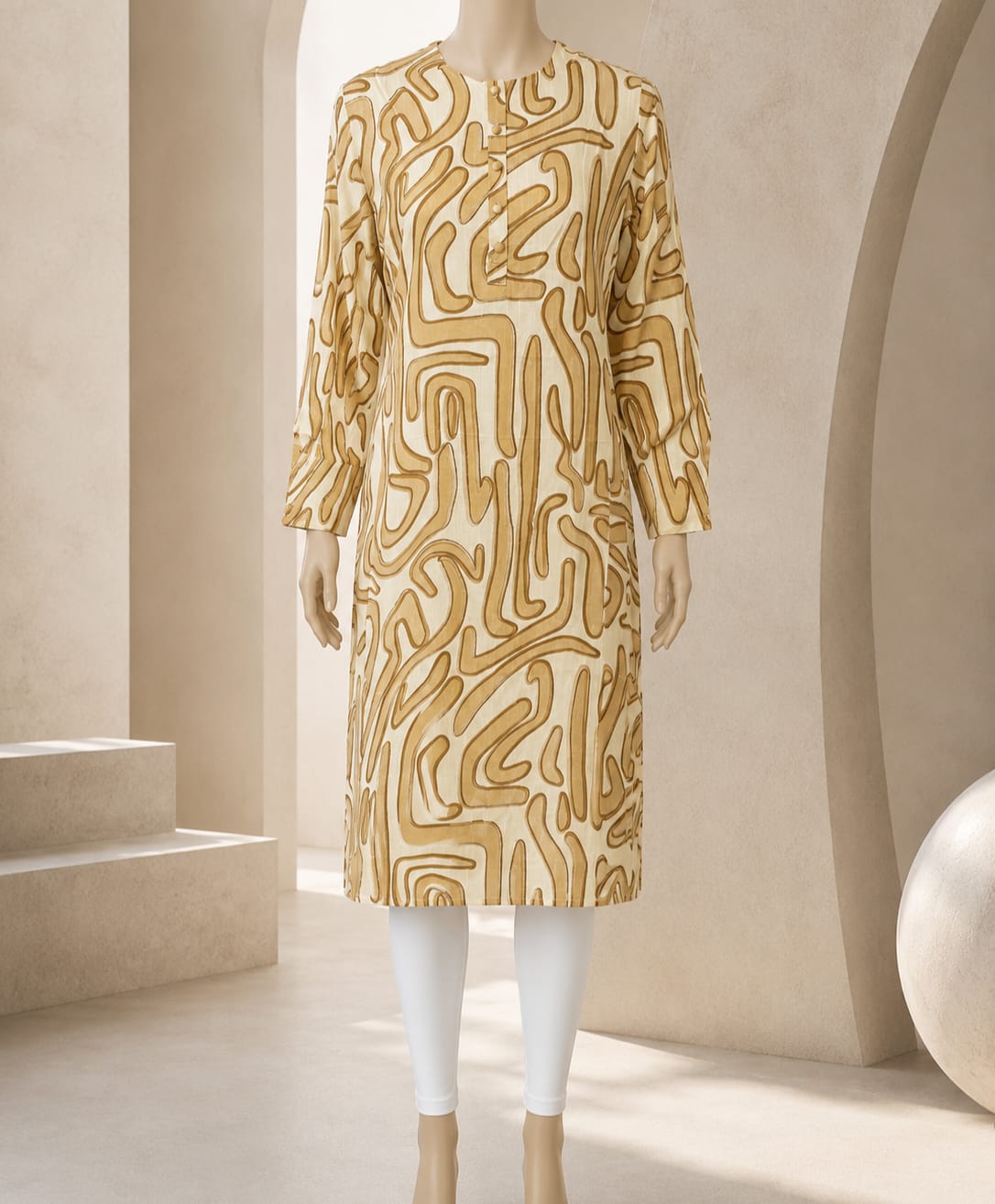 Golden Dune Abstract Flow Tunic Top