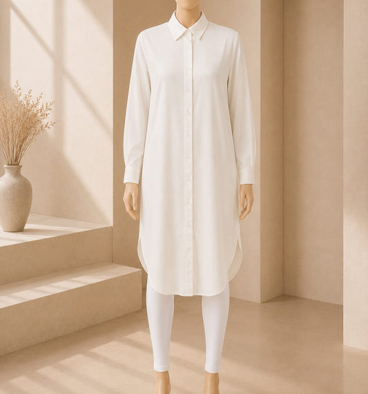 Ivory Pinstripe Shirt Dress