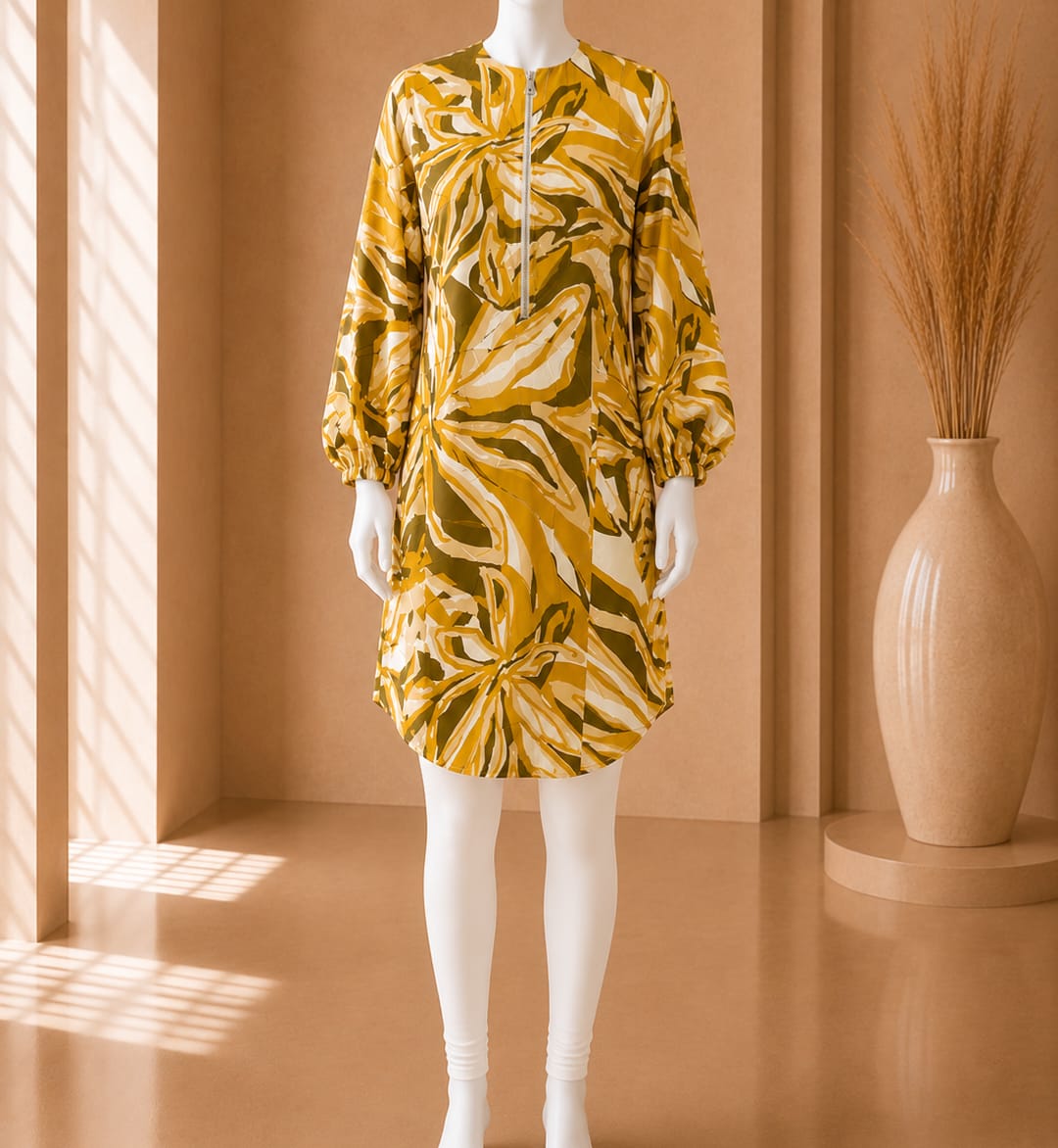 Golden Bloom Zip Midi