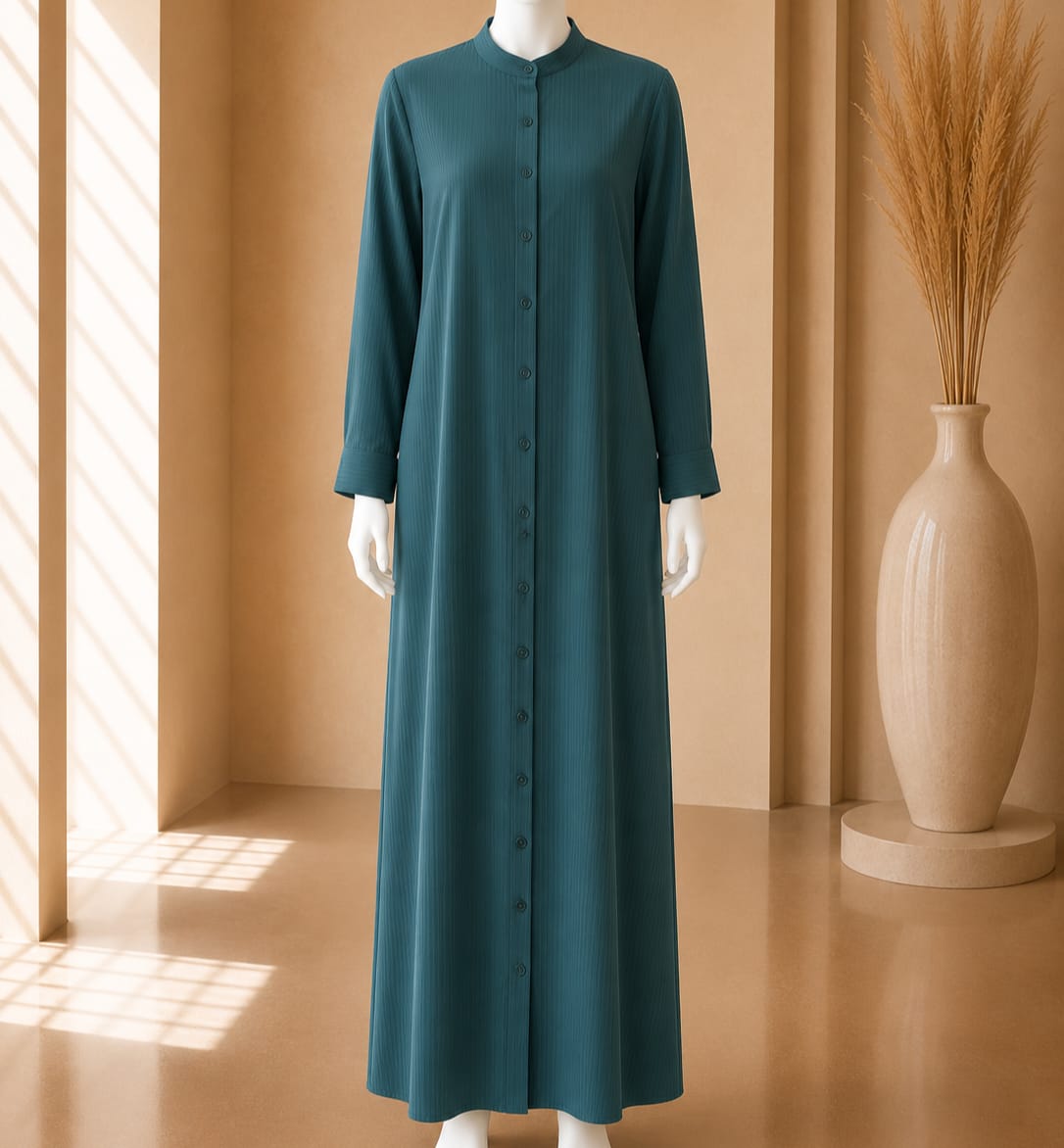 Verdant Essence Buttoned Abaya Maxi