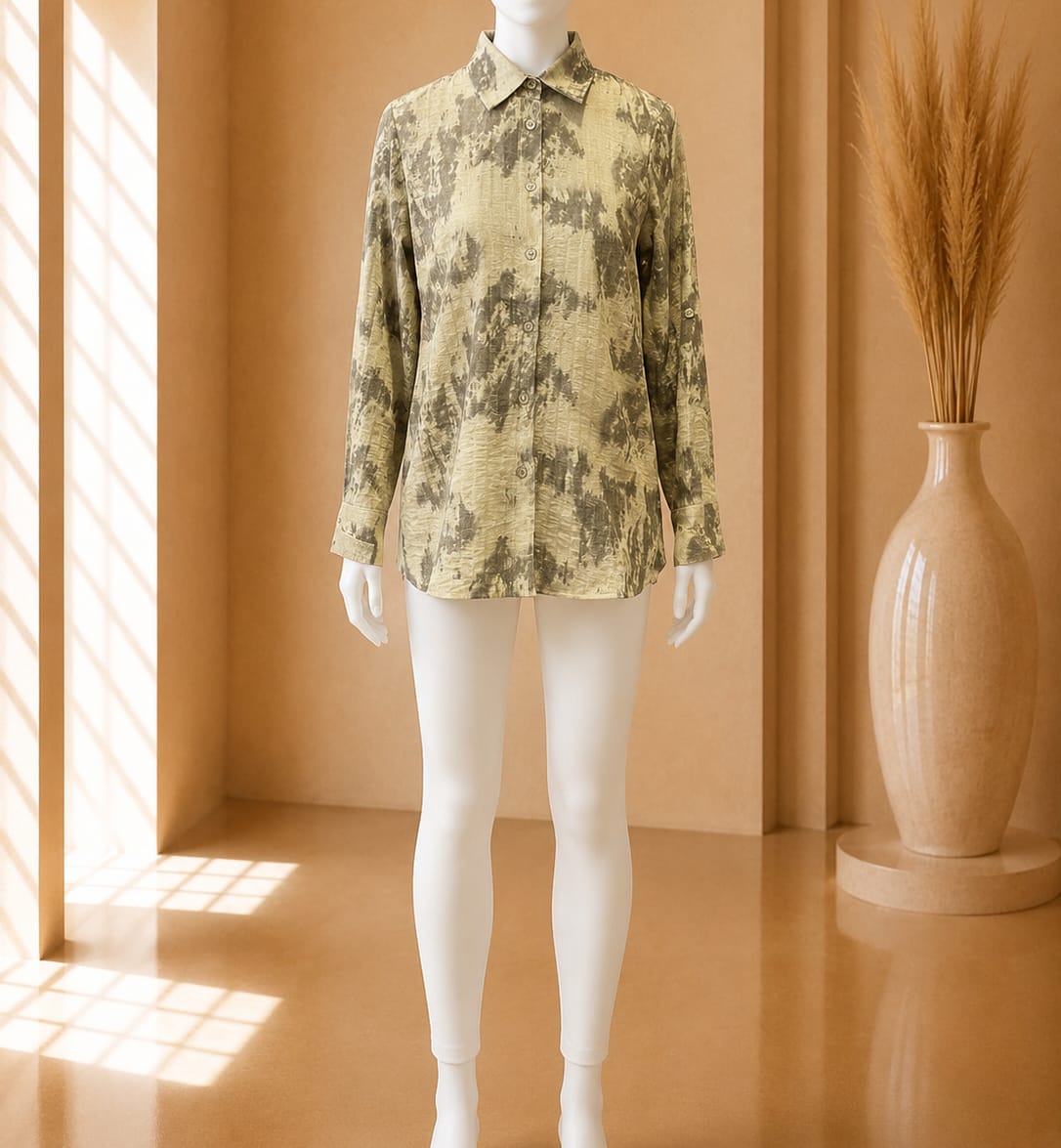 Olive Abstract Print Shirt