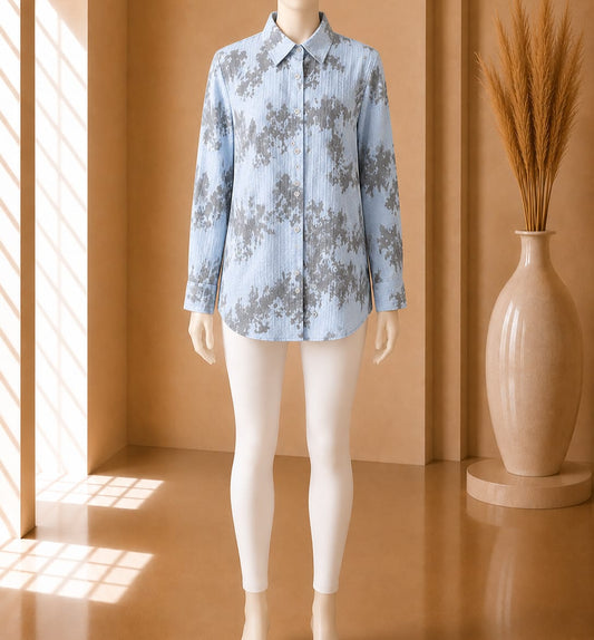 Sky Blue Abstract Print Shirt