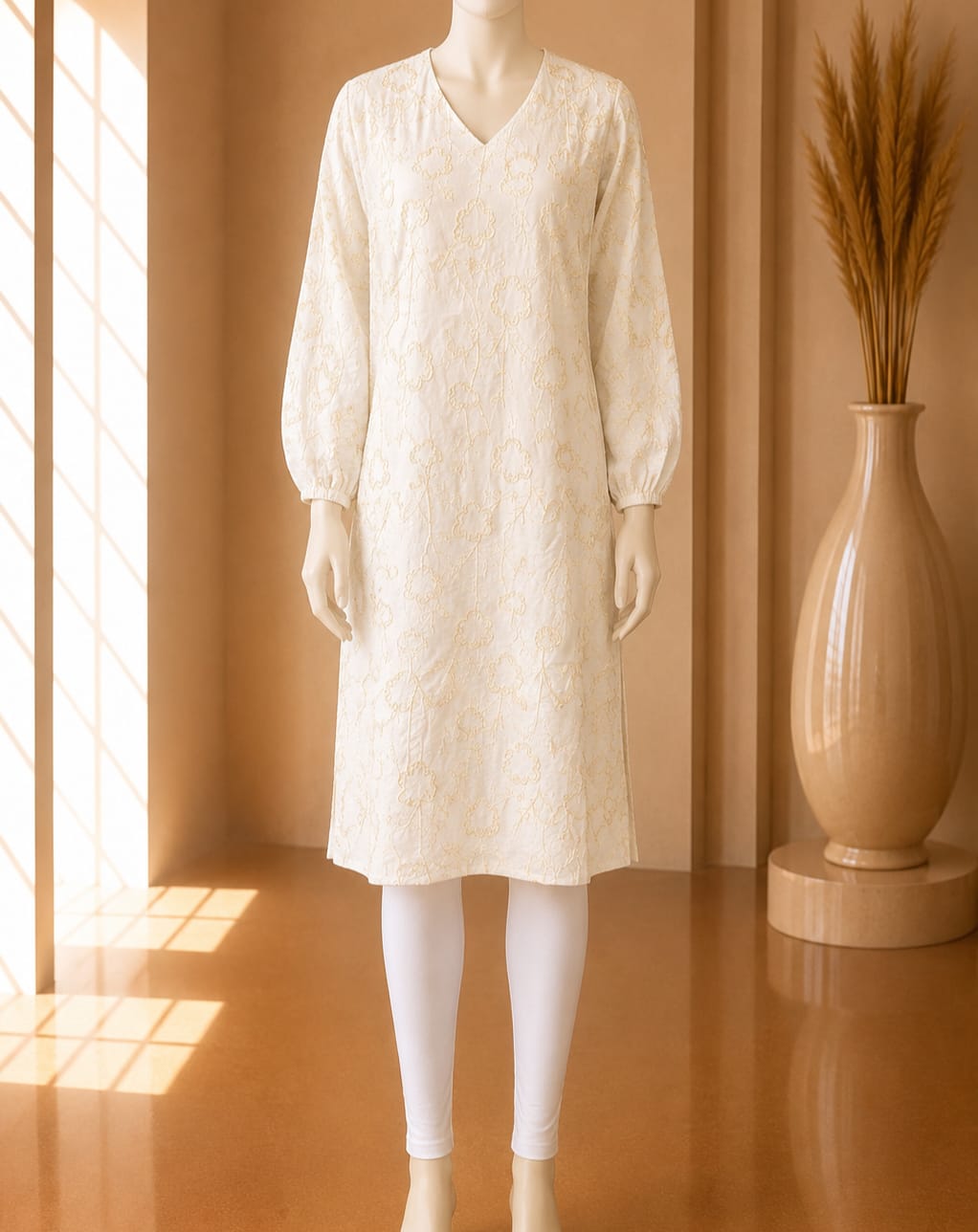 Ivory Fleur Embroidered Midi