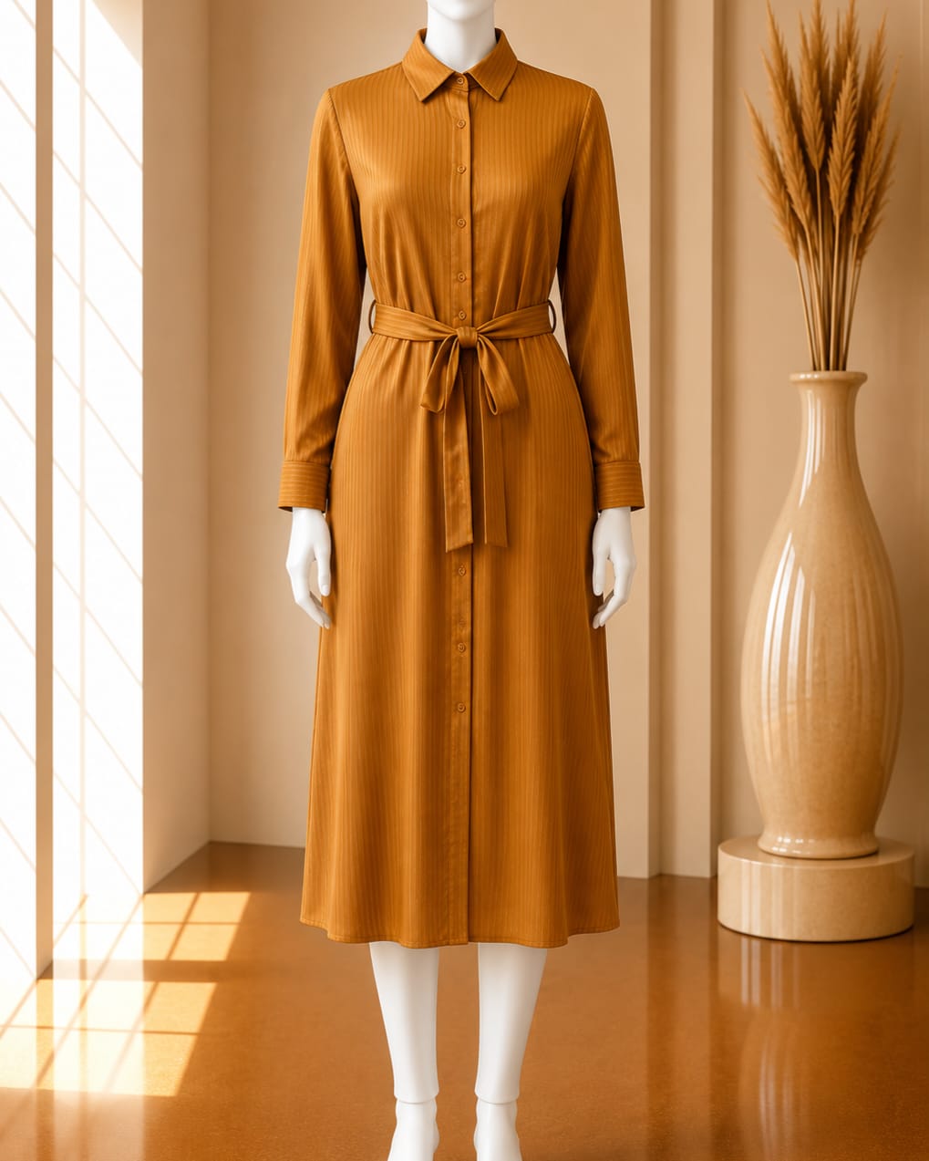 Amber Ridge Belted Shirt Dress