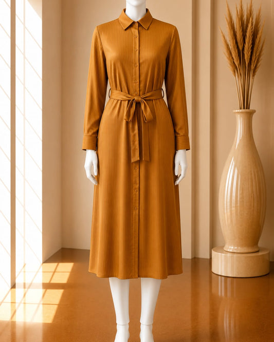 Amber Ridge Belted Shirt Dress