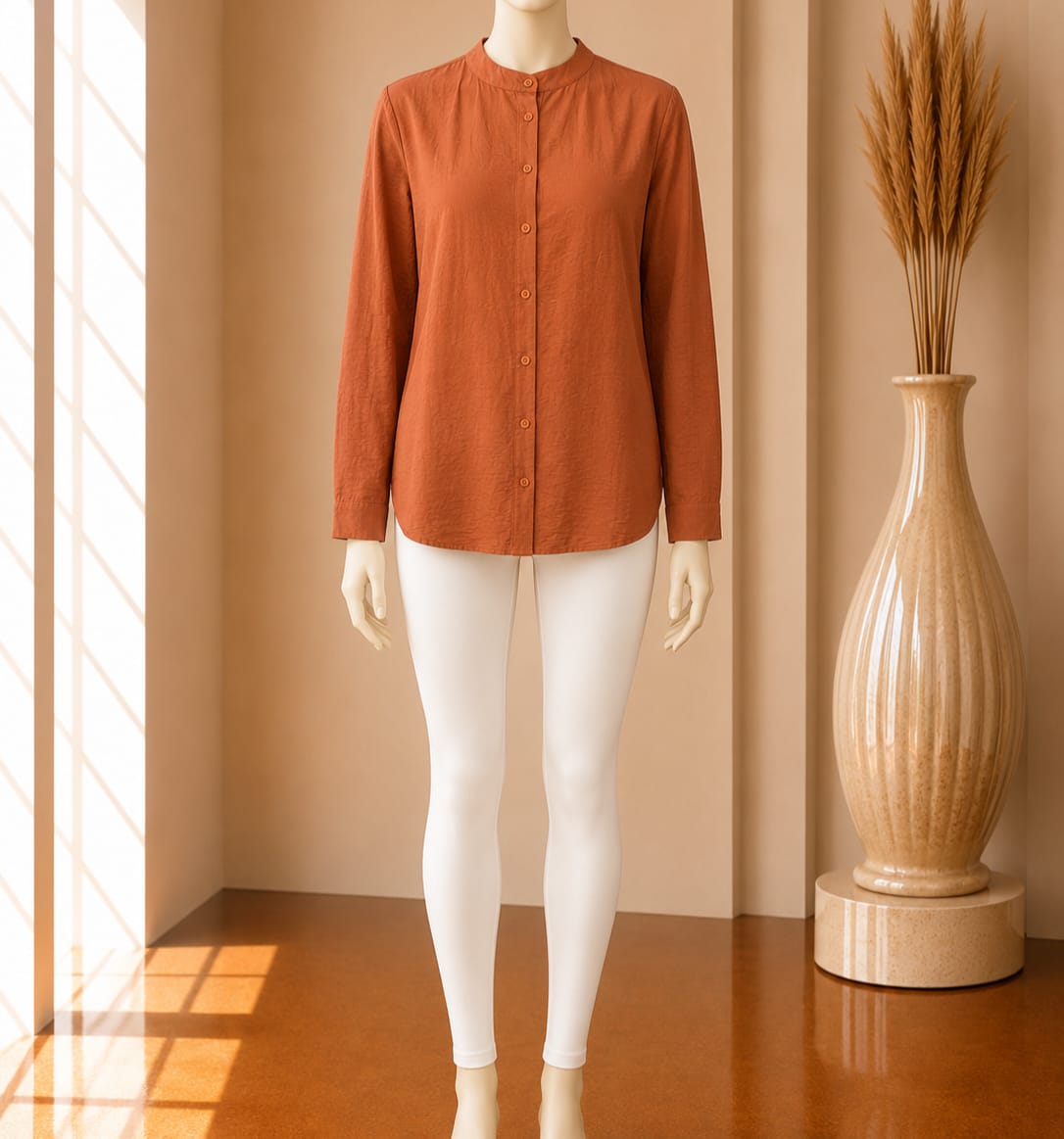 Terracotta Harmony Shirt Dress