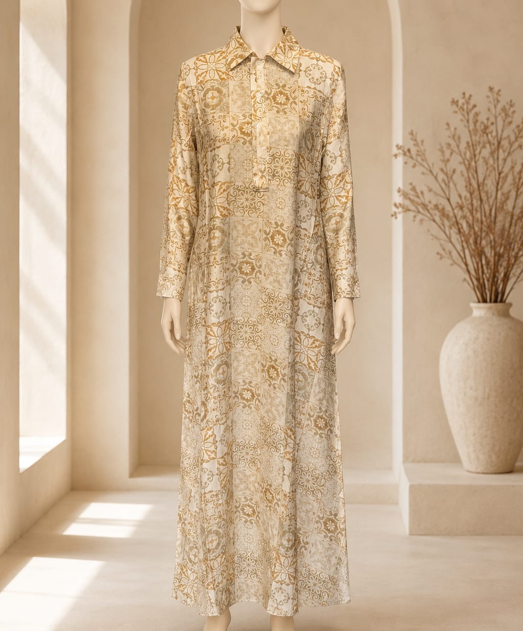 Sage Mist Mosaic Maxi Dress